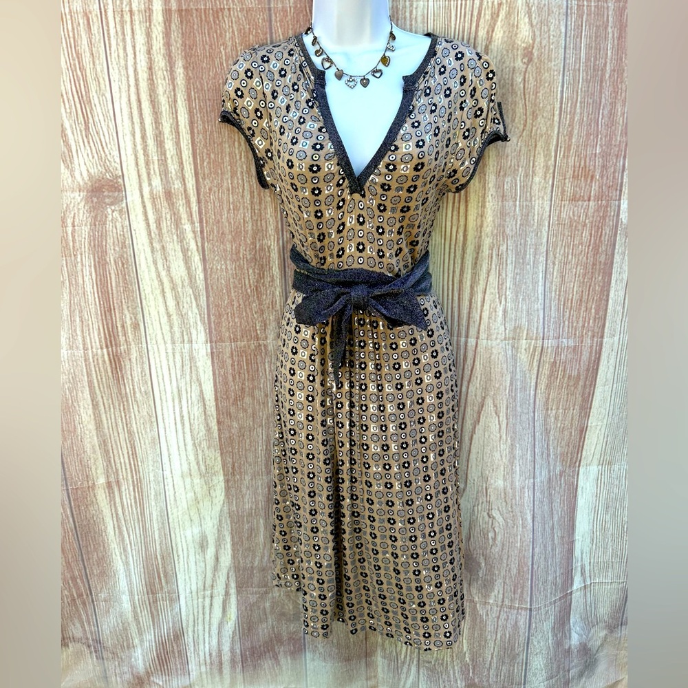 Eva Franco Anthropologie Y2K size 4 metallic babydoll stretch dress